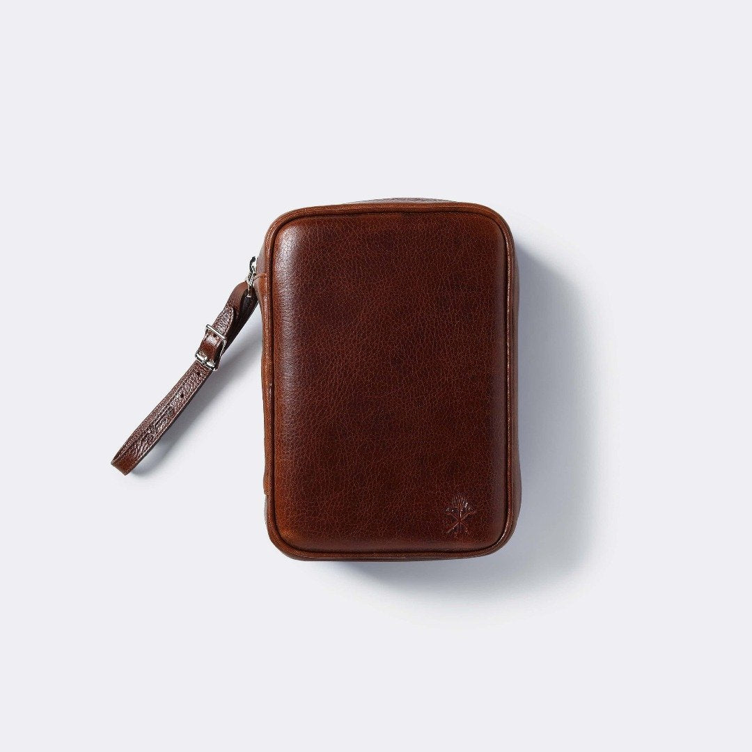 Custom Havana Leather Cigar Travel Case in Antique Saddle