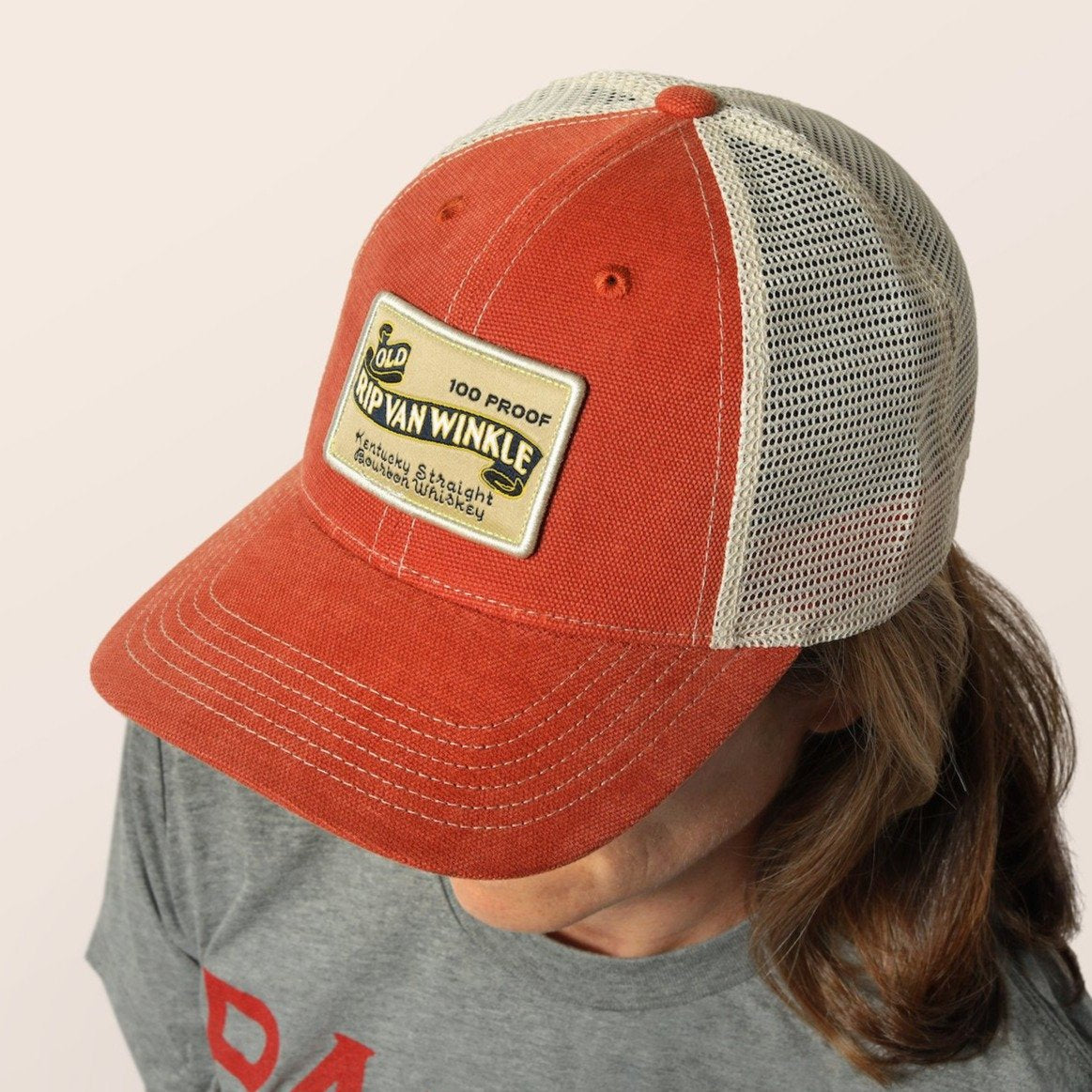 Vintage Bourbon Label Trucker Hat in Orange
