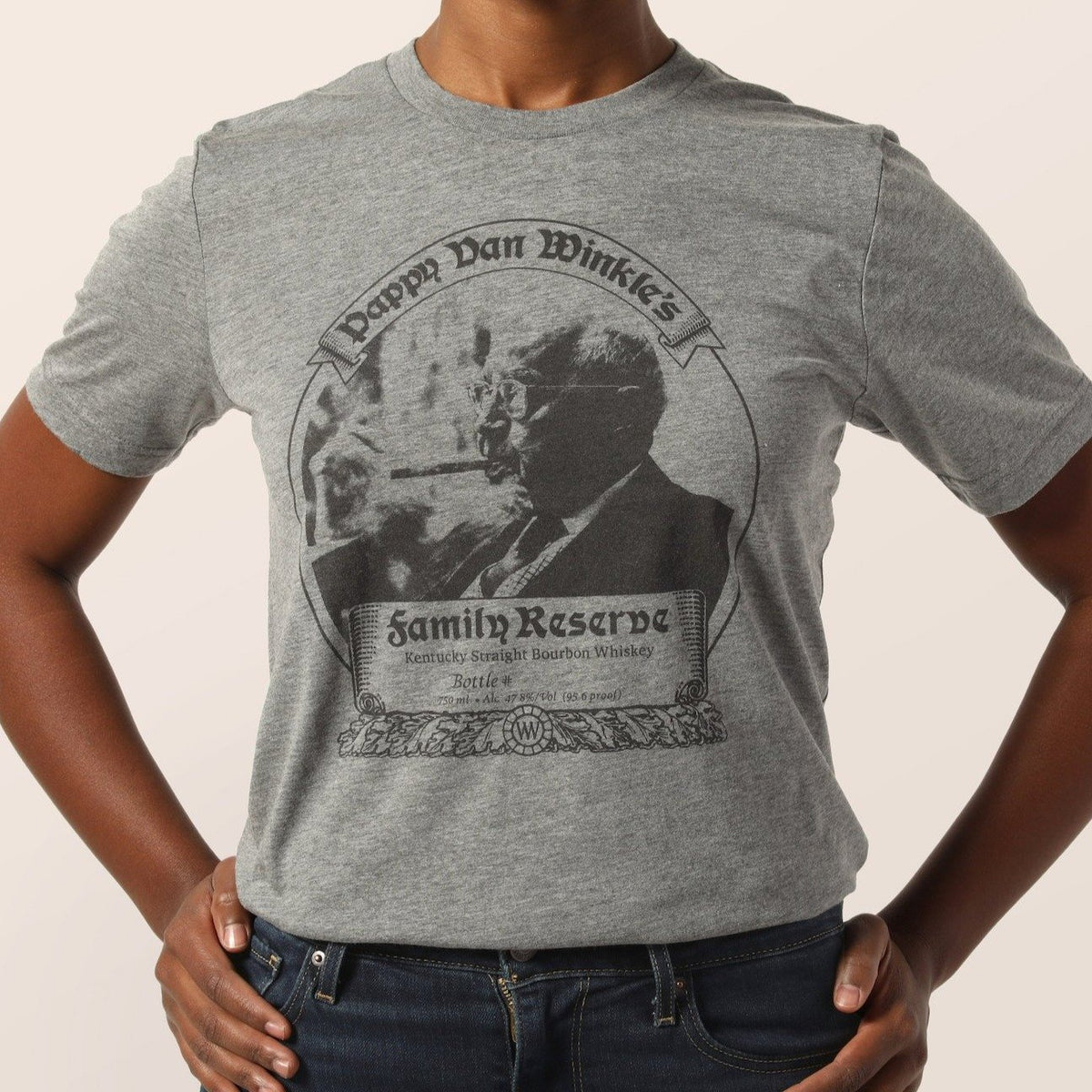 Unisex T-shirt 23-year Pappy Bourbon Label in Grey Tri-blend
