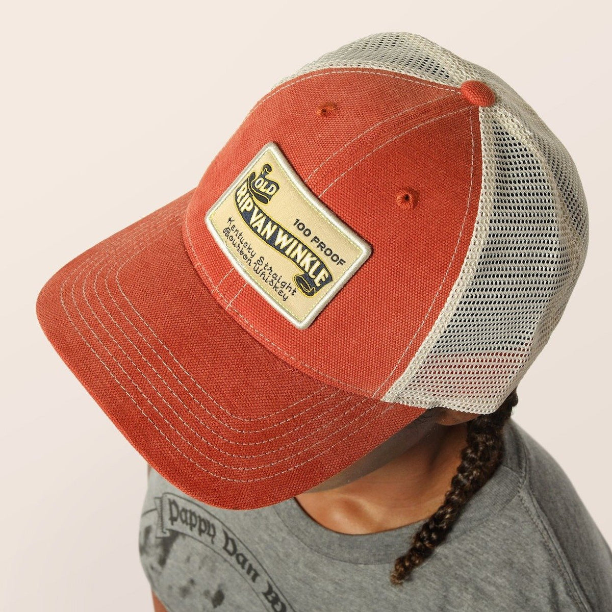 Vintage Bourbon Label Trucker Hat in Orange