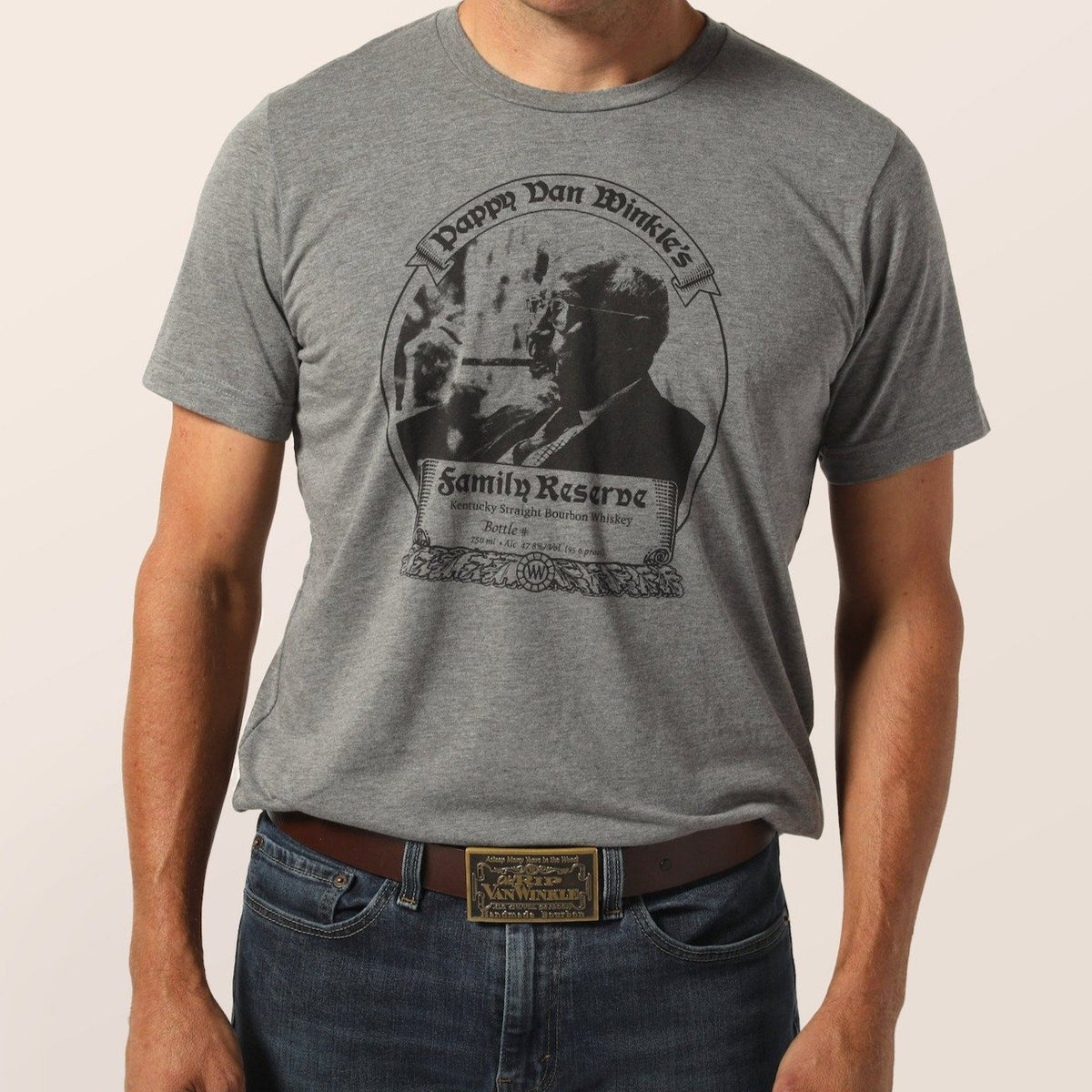 Unisex T-shirt 23-year Pappy Bourbon Label in Grey Tri-blend