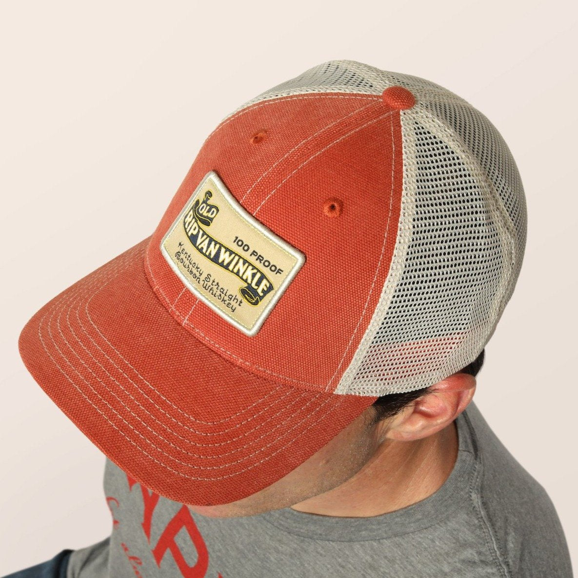 Vintage Bourbon Label Trucker Hat in Orange