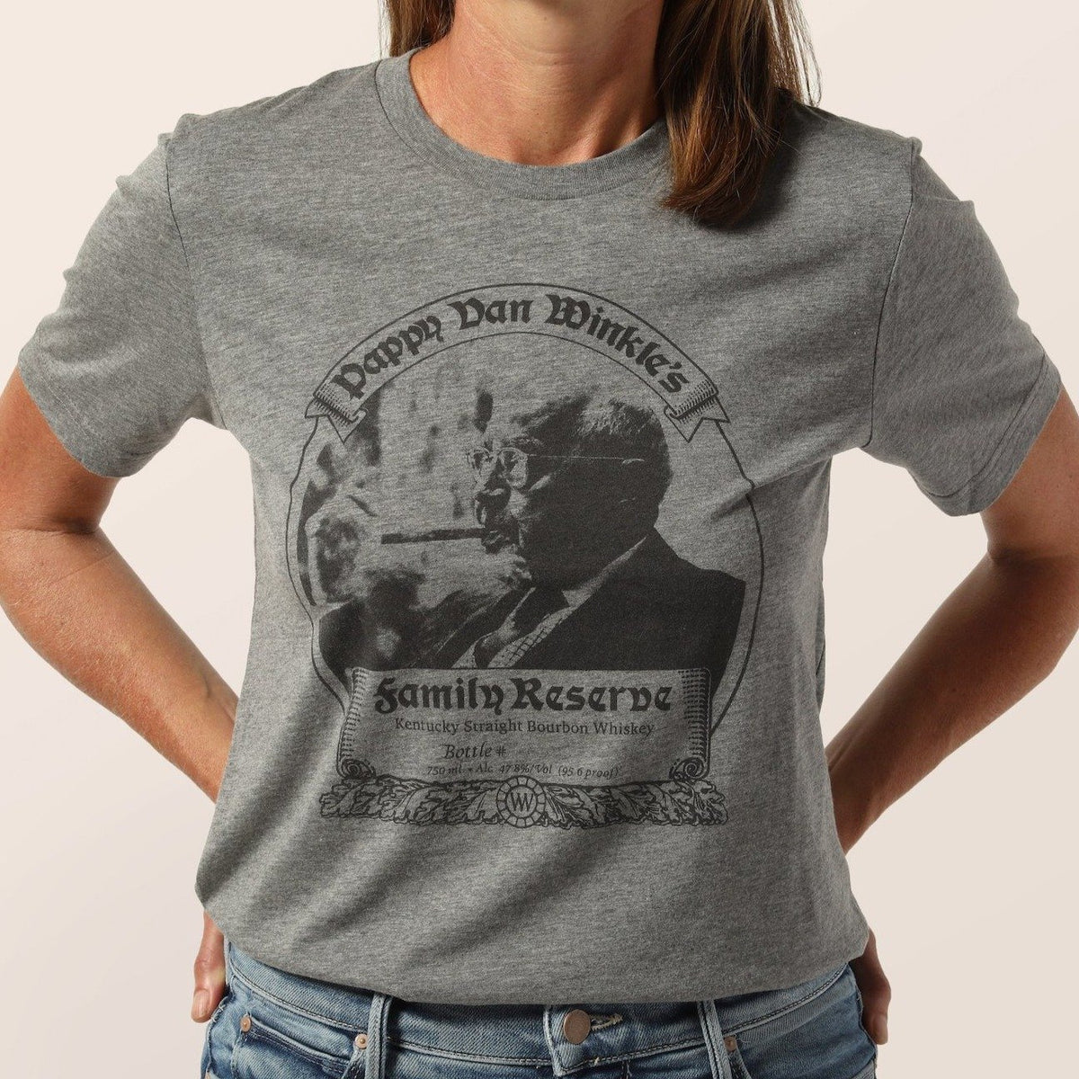 Unisex T-shirt 23-year Pappy Bourbon Label in Grey Tri-blend
