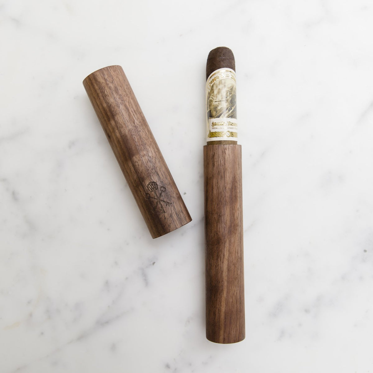 Custom Single Cigar Tube Made with Zebrawood
