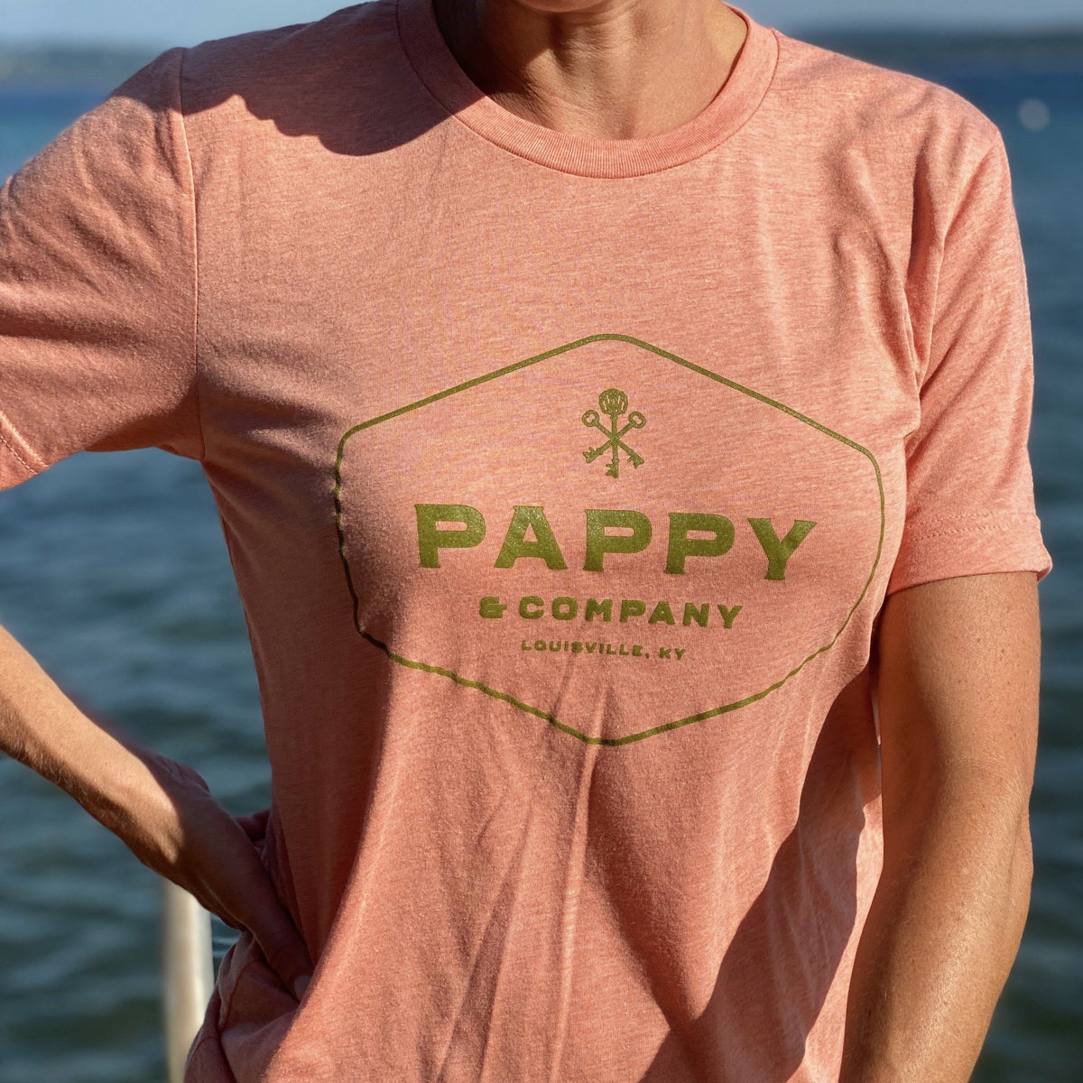 Unisex T-shirt Pappy & Company Enclosed Logo in Sunset Coral Tri-blend