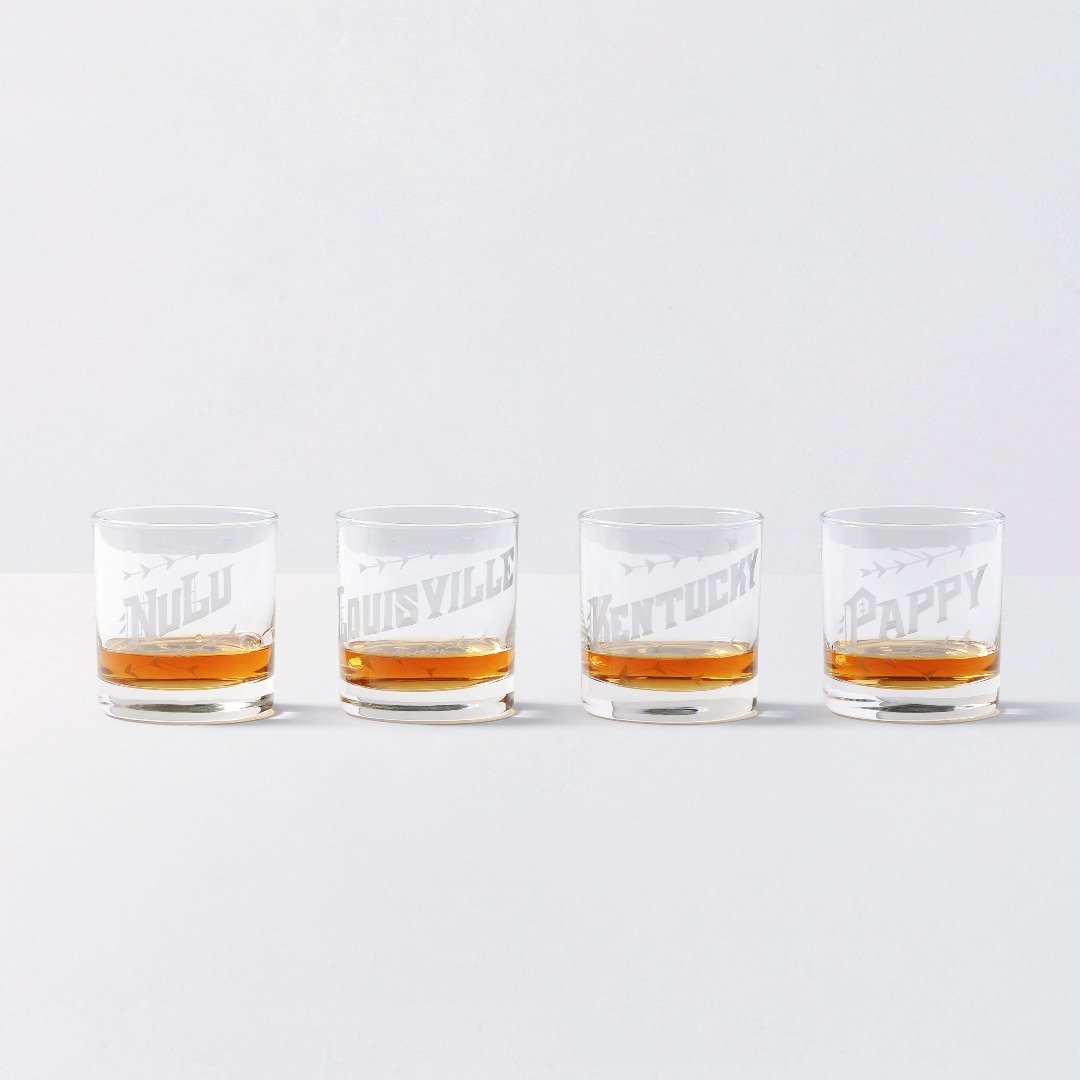 Hand Etched Nulu, KY Rocks Glasses (Set of 4)