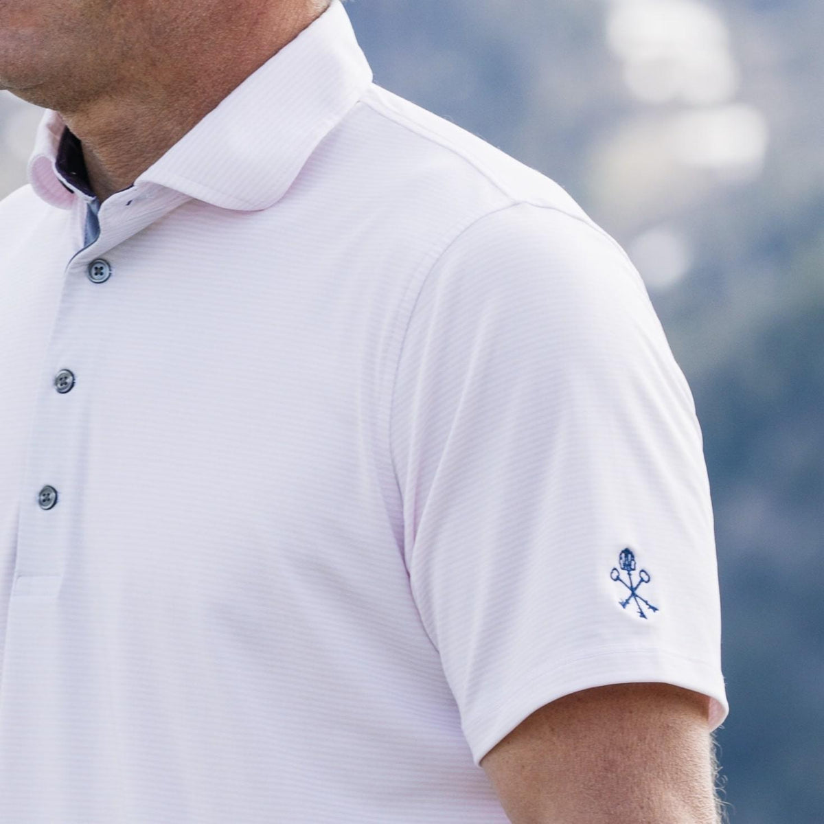 Pappy & Company X Greyson Performance Polo - Light Pink Stripe