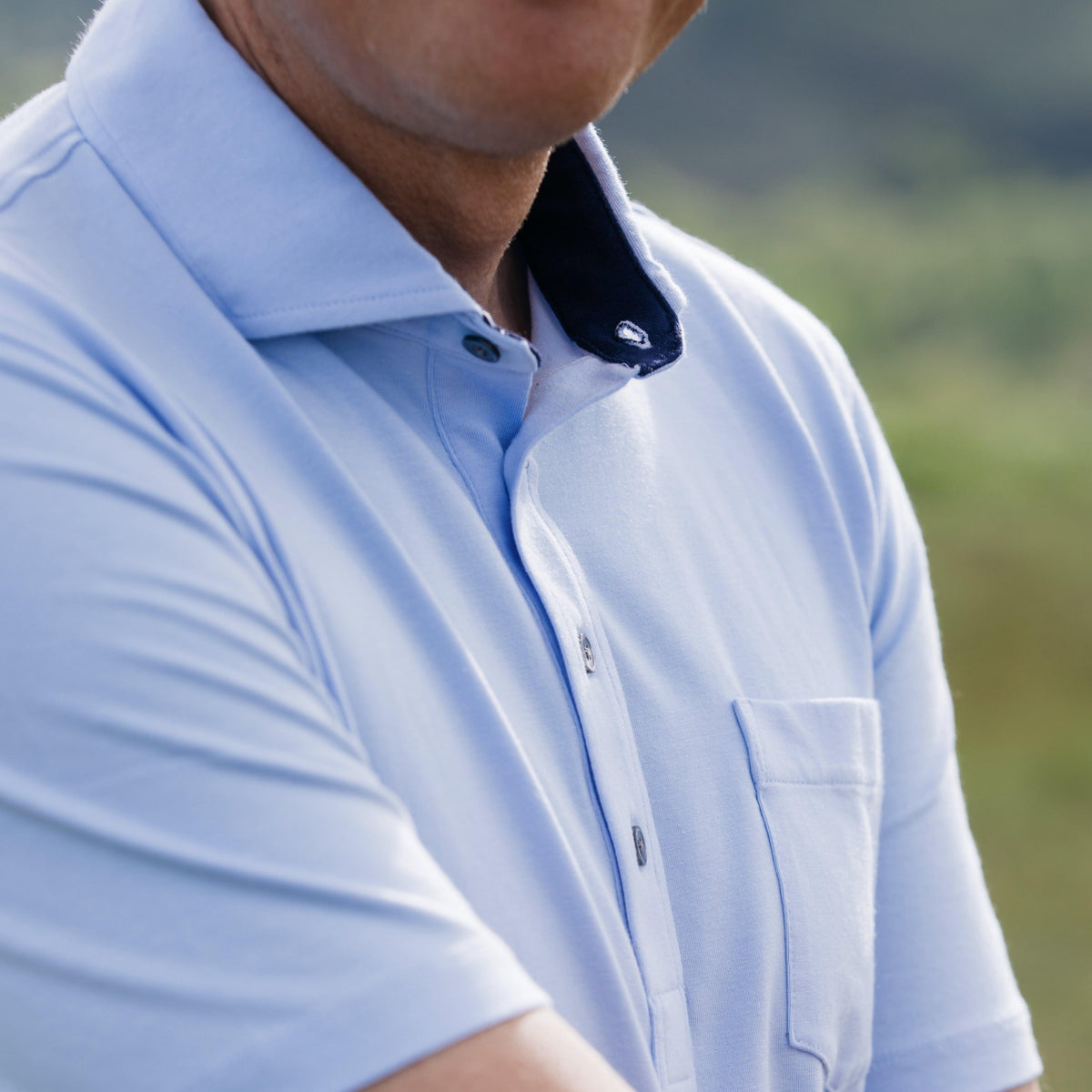 Pappy & Company X Greyson Performance Polo-Light Blue