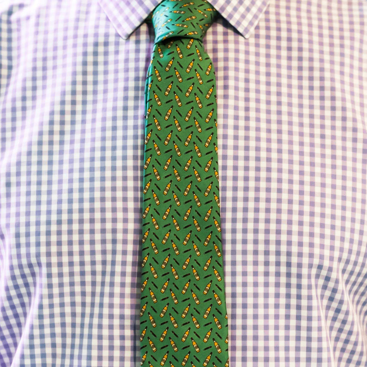 Men's Silk Necktie Bourbon & Cigars in Green