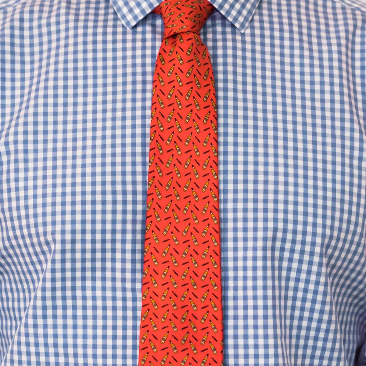 Men's Silk Necktie Bourbon & Cigars in Red