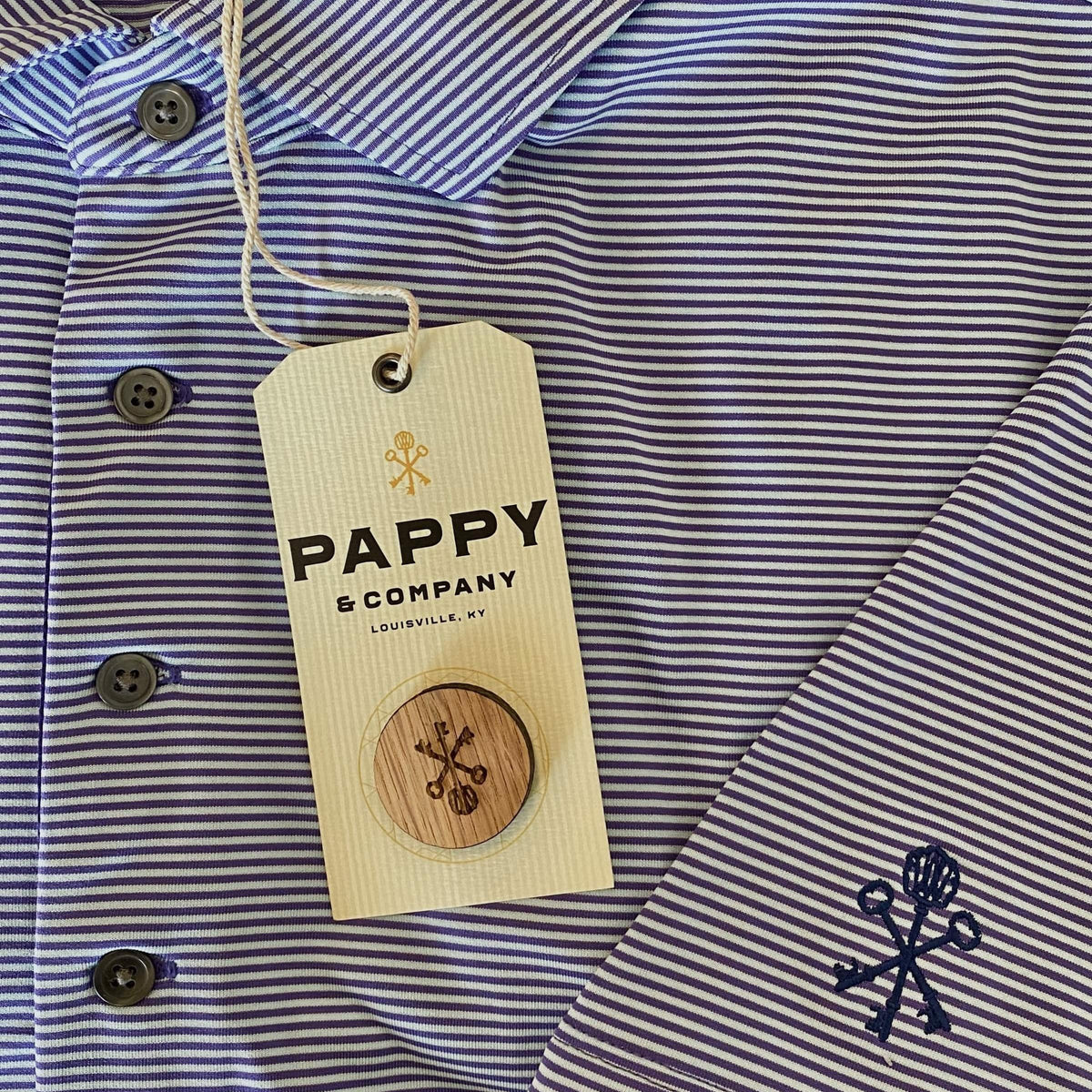 Pappy & Company X Greyson Performance Polo - Blue Stripe