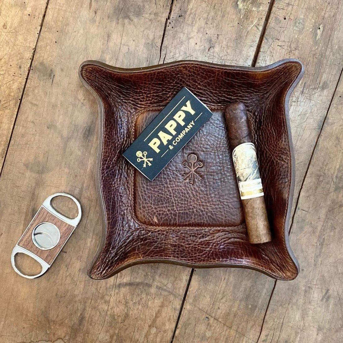 Custom Leather Valet Tray in Antique Saddle
