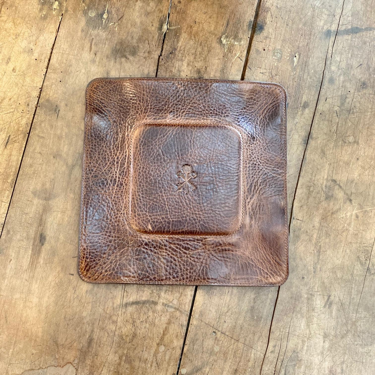 Custom Leather Valet Tray in Antique Saddle