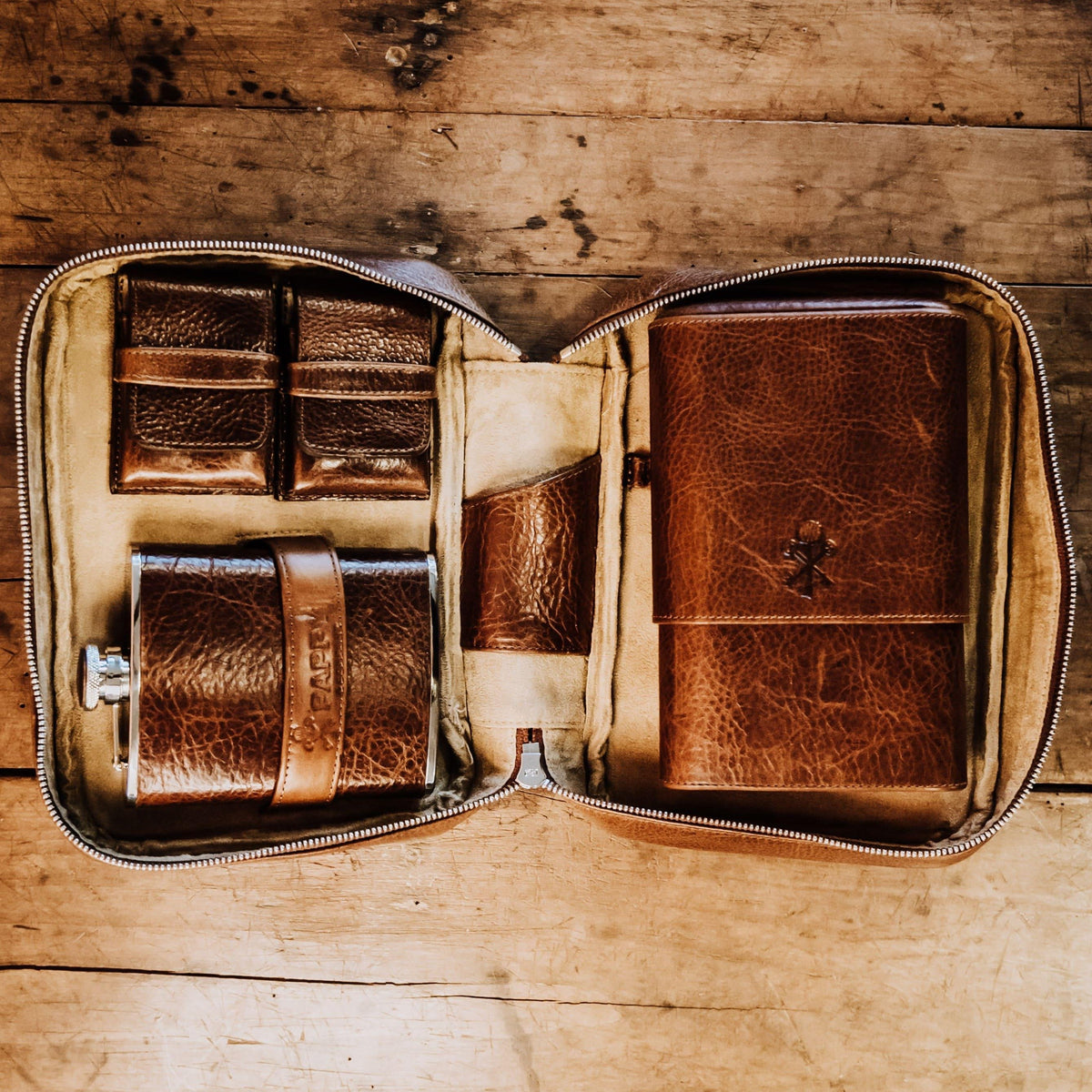 Custom Havana Leather Cigar Travel Case in Antique Saddle